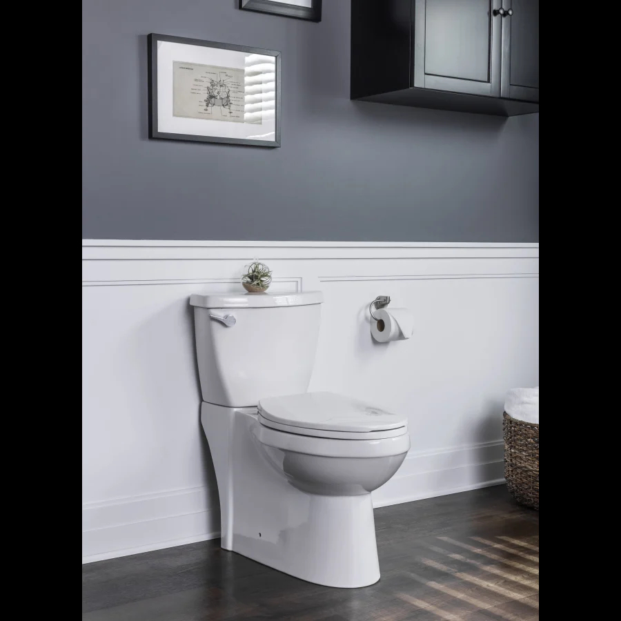 Miseno Bella Two-Piece High Efficiency Toilet with Elongated Chair Height Skirted Bowl - Includes Soft Close Seat and Wax Ring Kit