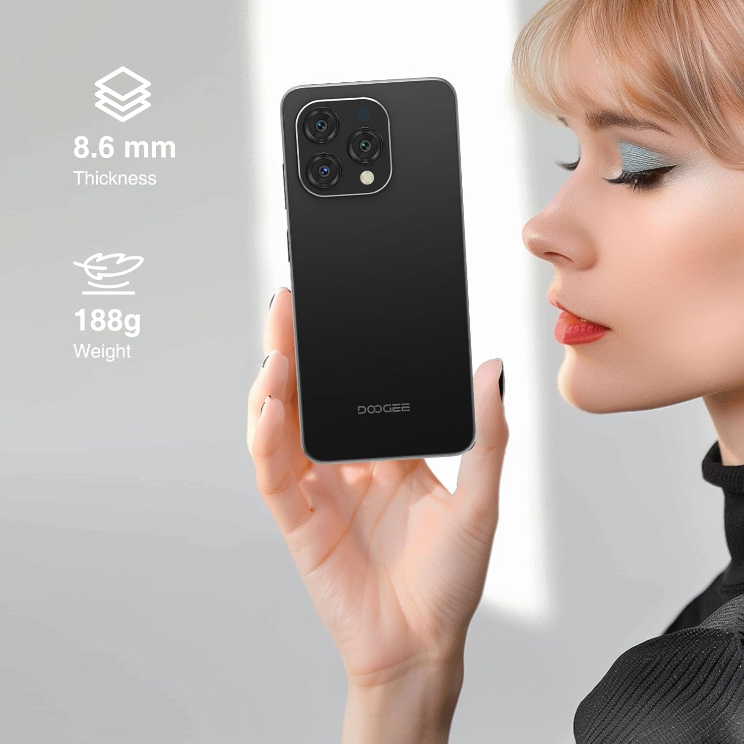 DOOGEE N55 Android 14 Teléfono móvil,9GB+128GB Expandible 1TB Teléfono Android,6.56" HD+ 90Hz Teléfono móvil Desbloqueado,5150mAh Batería,13MP+8MP,Dual SIM 4G Teléfono,Face Unlock,OTG/T-Mobile