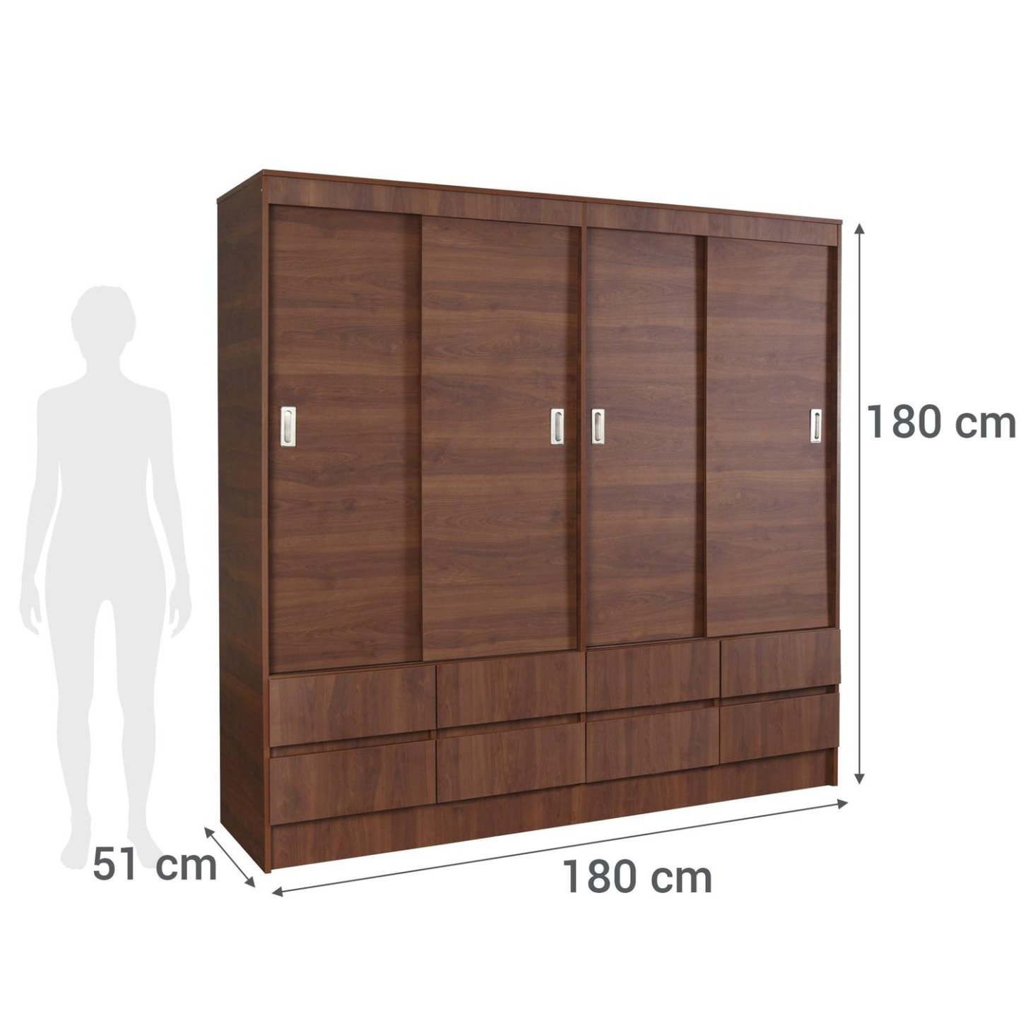 Clóset Maule 4 Puerta(s) 2 Repisa(s) 180x180x51 cm Cerezo