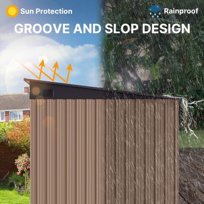 Gizoon - Cobertizo de almacenamiento para exteriores de metal de 6 x 4 pies, cobertizo de jardín con puertas correderas con cerradura, versátil cobertizo para bicicletas con ventanas de panel