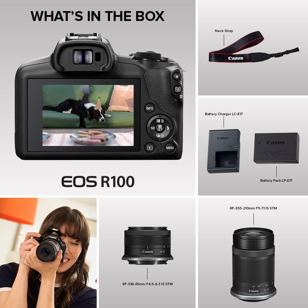 Canon Cámara Mirrorless R100 RF-S 18-45mm F4.5-6.3 IS STM