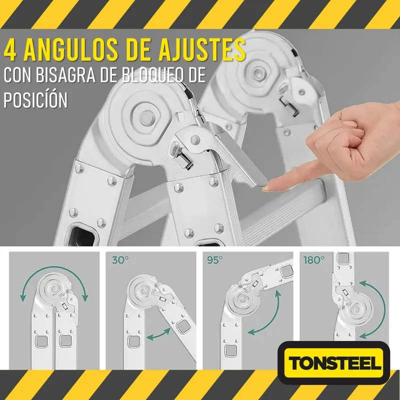 Escalera Multiuso Aluminio 2,4 Mts Plegable Resistente 3en1