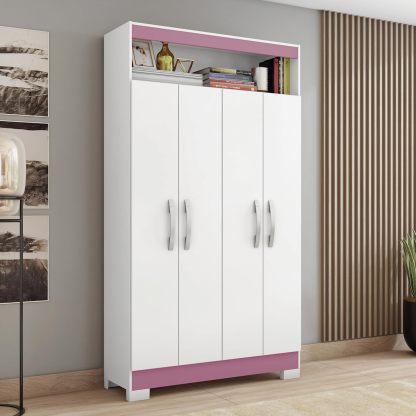 Skal Living Armario Multifuncional 4 Puertas Blanco/Rosa NT4040-BL