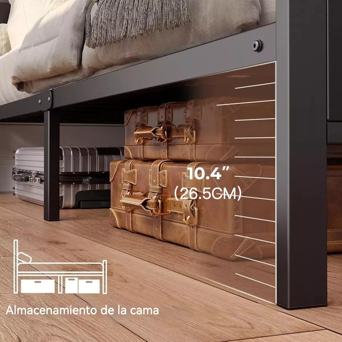 MAMALAND Base de Cama de tamaño matrimonial con estación de Carga, Marco de Cama LED con cabecera de Almacenamiento (Full)