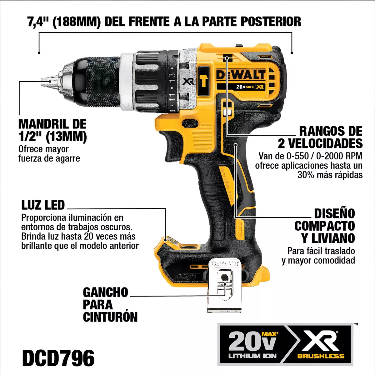 Combo Dewalt Esmeril + Taladro Xr + 2 Baterias De 5 Ah +caja Color Amarillo/Negro