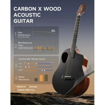 Guitarra acústica Donner Carbon X Wood Rising-G1 con kit de 38 pulgadas