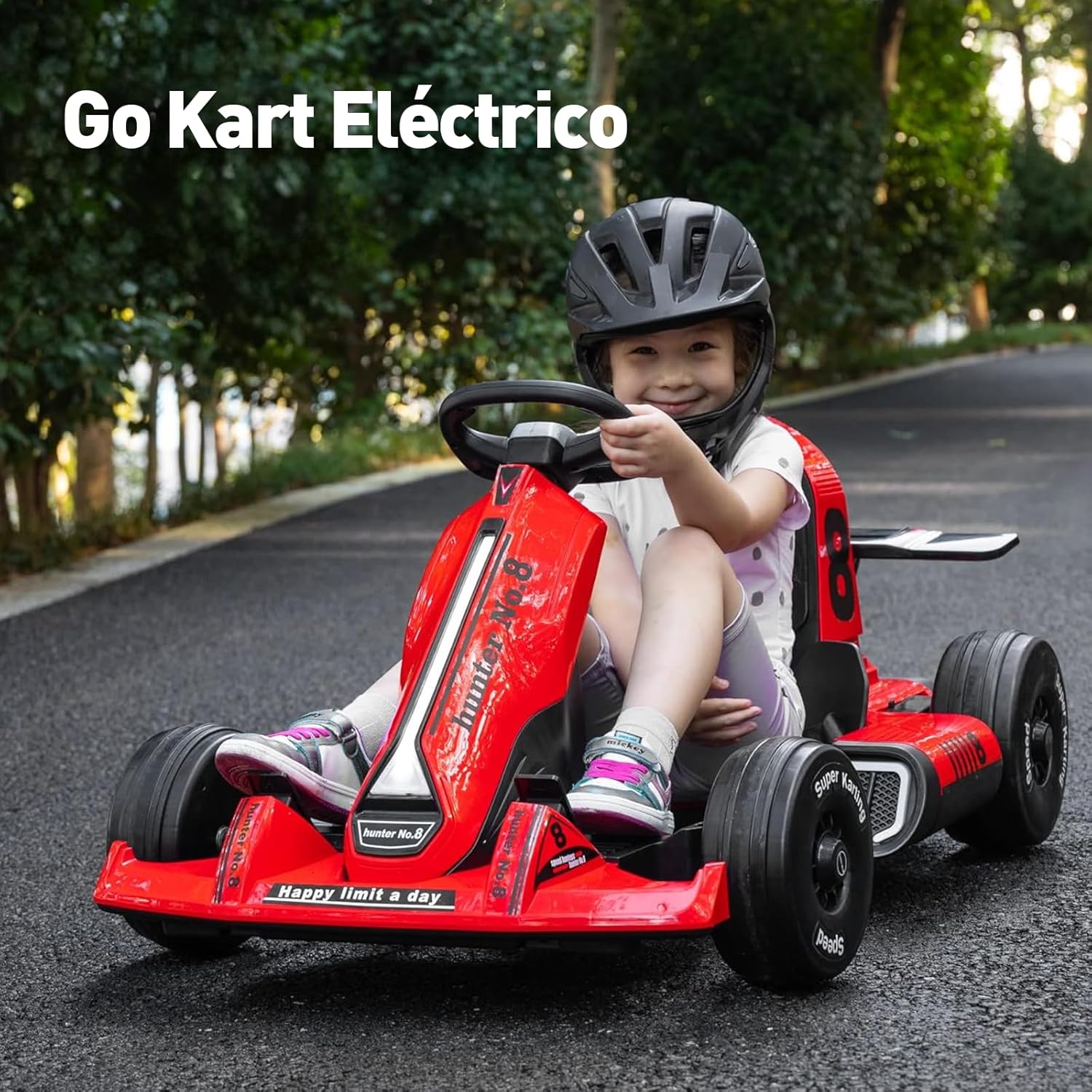 HONEYWHALE Go Kart Eléctrico para Niños con Asiento Ajustable, Modo Control Remoto, Velocidad Máxima 4km/h, Carro Electrico Niño Montable con Luz Led y Musica, Moto Electrica Infantil Niño