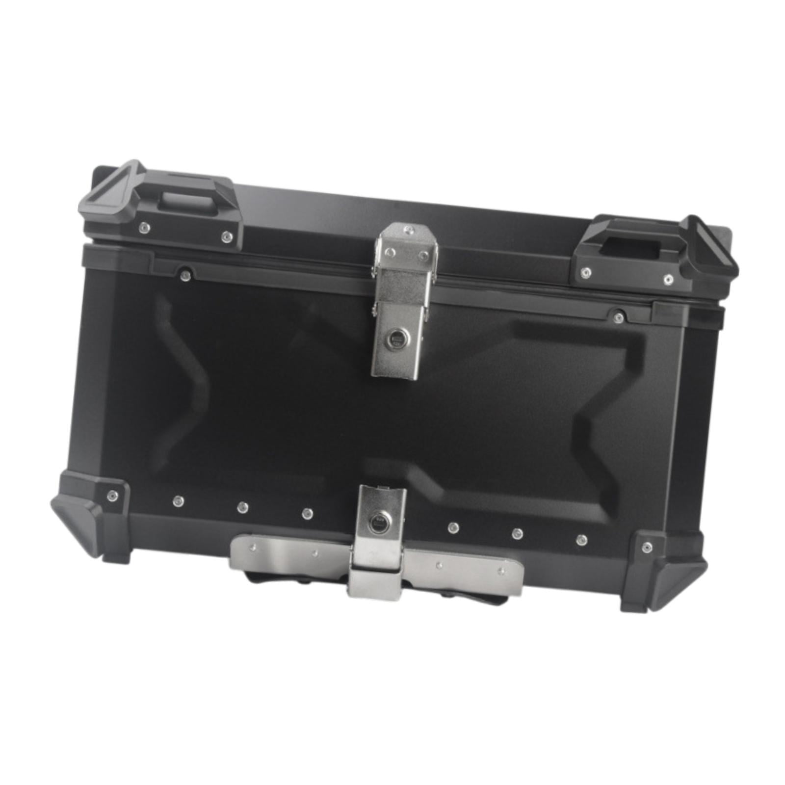 Baúl de motocicleta genérico, caja trasera, organizador de aluminio a prueba de golpes, caja para casco, baúl de almacenamiento de equipaje para 45L Plata