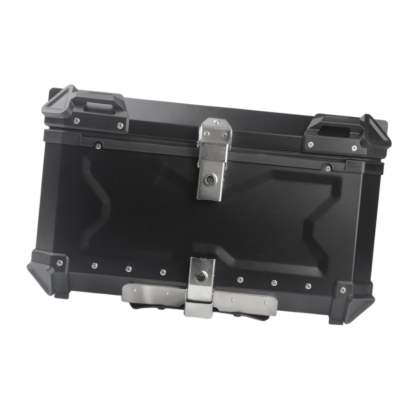 Baúl de motocicleta genérico, caja trasera, organizador de aluminio a prueba de golpes, caja para casco, baúl de almacenamiento de equipaje para 45L Plata
