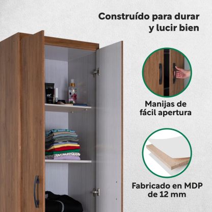 Kingshouse | Ropero De 6 Puertas con 2 Cajones – Color Café – Barra para Colgar – Estructura MDP – Mueble Organizador De Ropa – Armario para Casa, Recámara y Hogar