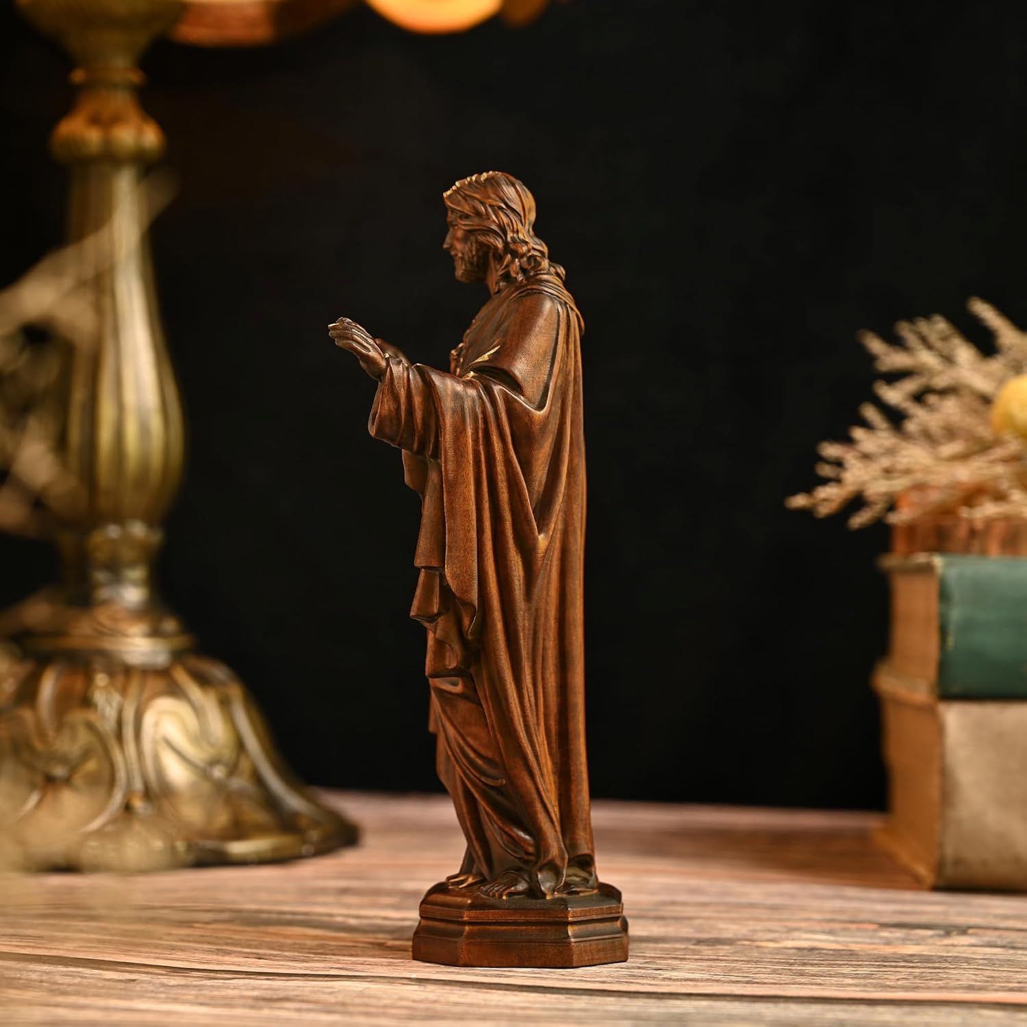 BGCOPPER - Estatua de madera de Virgen María, adorno de figura virgen católica, regalo religioso para decoración del hogar, Navidad, 8.6 pulgadas