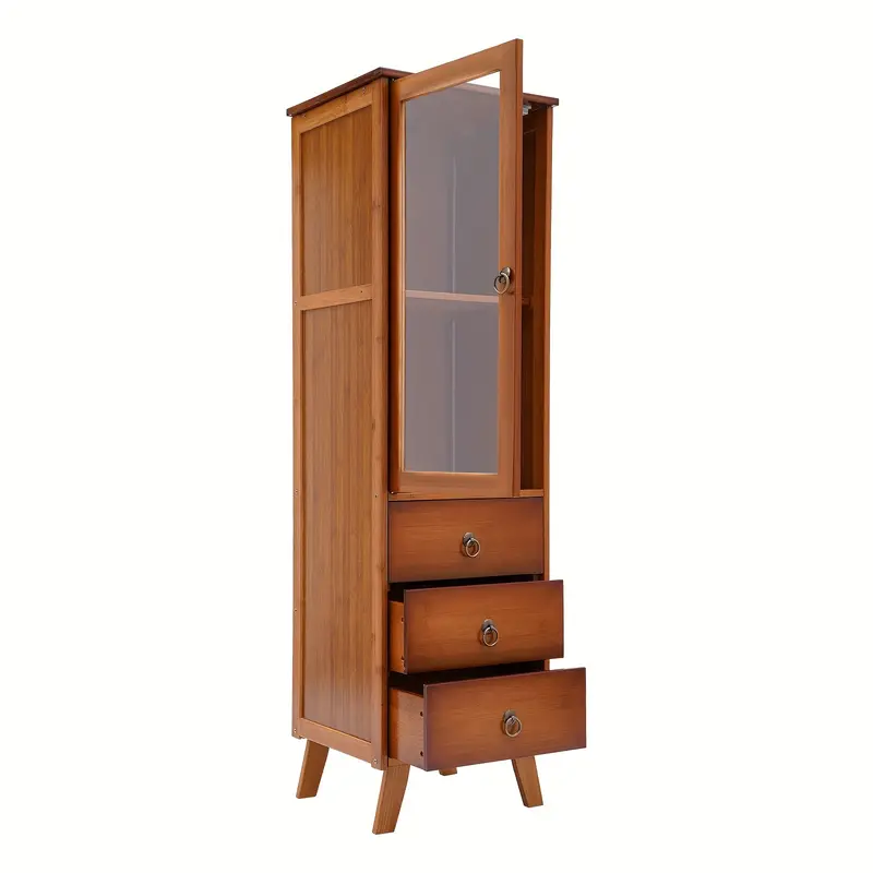 Armario/Alacenas de Madera, Aparador-32*29*110cm-Puerta Individual Tres Cajones