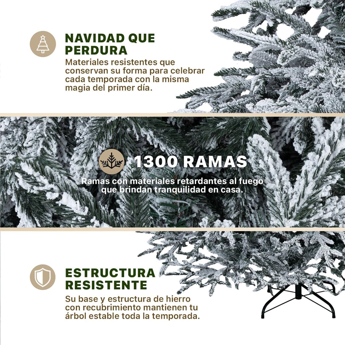 ESQUIMAL Árbol de Navidad Escarchado Ramas PVC y PE, Cedro del Himalaya Frondoso (Verde Nevado, 1.8 m)