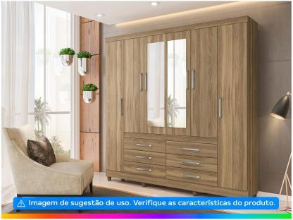 Armario Doble con Espejo 6 Puertas - 6 Cajones Demóbile Paris II