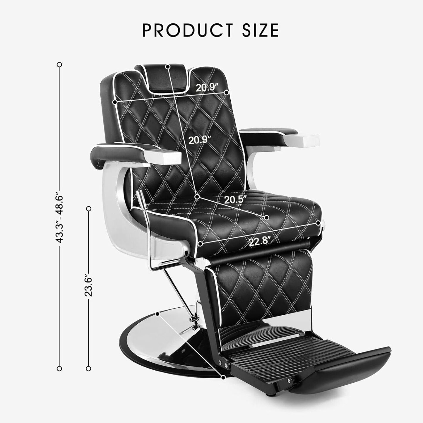 Silla de peluquería multiusos con respaldo ancho, silla reclinable para peluquero, silla de tatuaje, silla de maquillaje para equipo de salón (negro)
