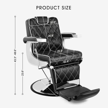 Silla de peluquería multiusos con respaldo ancho, silla reclinable para peluquero, silla de tatuaje, silla de maquillaje para equipo de salón (negro)