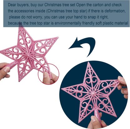 KTKDE Árbol de Navidad artificial de abeto de 7 pies, árbol de Navidad verde realista con 1.450 puntas de árbol, 300 postes de luz LED alimentados por pilas, pentáculo dorado de 7.8 pulgadas, perfecto
