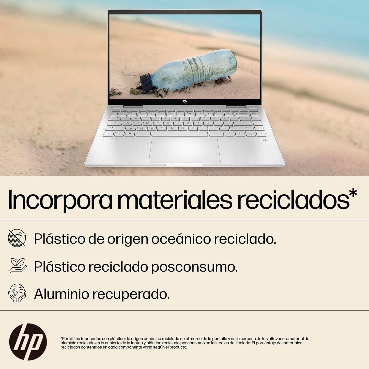 HP Laptop Pavilion x360 14-ek0010la, Intel Core i3, 8 GB RAM, 512 GB SSD, FHD, 14", Táctil, Windows 11 Home, Teclado en Español, Garantía México, Plateado