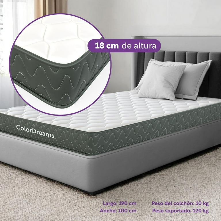 Colchón Individual En Caja Essential 100x190x18 cm Memory Foam Hipoalergénico ColorDreams blanco 1 ColorDreams Premium Memory Foam