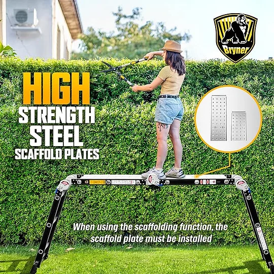 Bryner Escalera de extensión de aluminio 7 en 1, escalera, escalera, escalera, plegable, ajustable, telescópica, escalera, escaleras resistentes, cumple con SGS EN 131 estándar 550 libras-llave inglesa