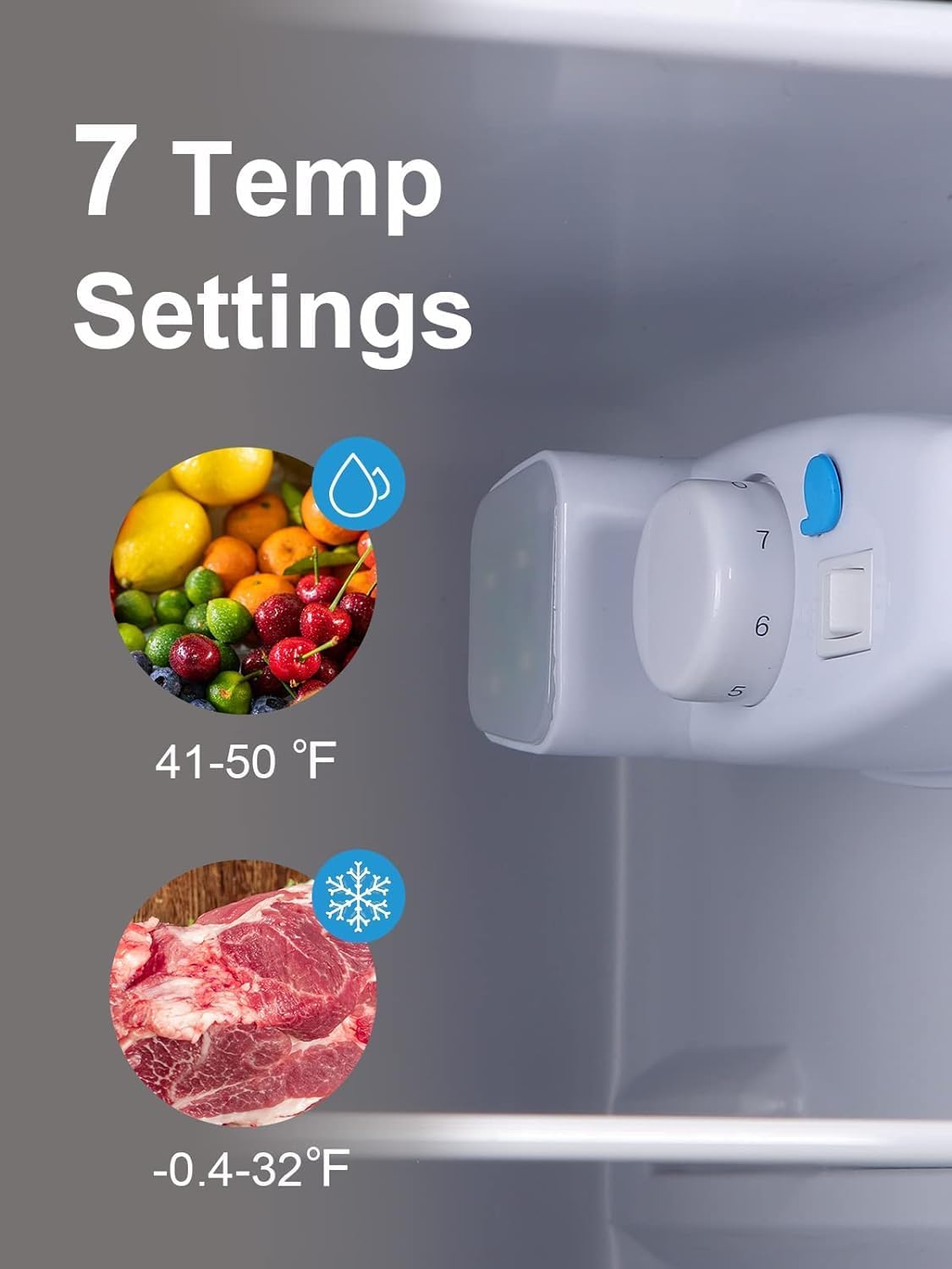 Maine Mini nevera, pequeña nevera con congelador 3.2 pies cúbicos Refrigerador compacto de 2 puertas con control de termostato ajustable de 7 niveles, perfecto para cocina, recámara, departamento,