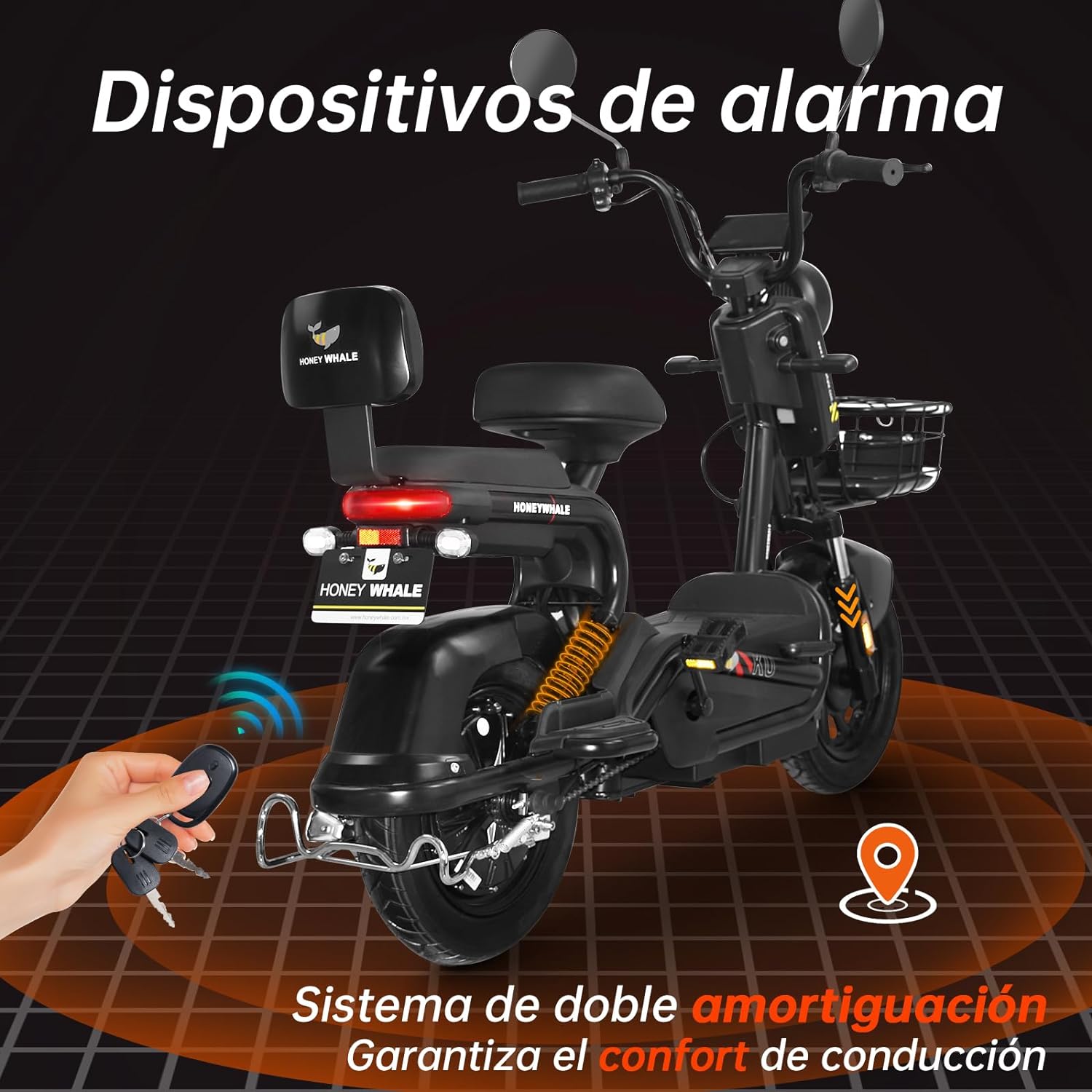 HONEYWHALE KC-Cool Bicicleta Electrica para Adultos, Bicimoto Eléctrica con Alarma, Máxima del Motor 700W, Velocidad Máxima 45KM/H, Autonomía 55-60KM, Baterías de Gran Capacidad 20AH—válvula de vehículo eléctrico