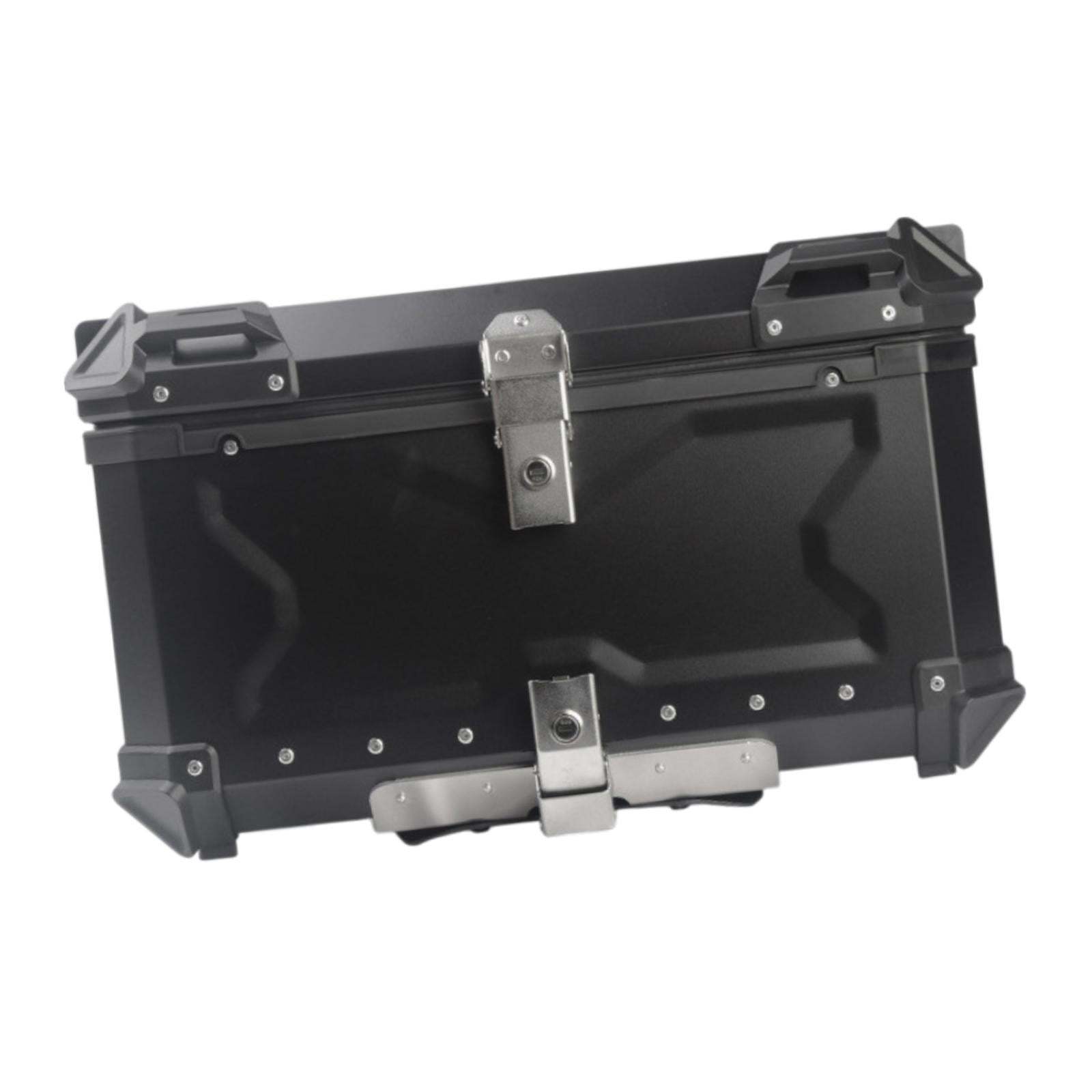 Baúl de motocicleta genérico, caja trasera, organizador de aluminio a prueba de golpes, caja para casco, baúl de almacenamiento de equipaje para 45L Plata