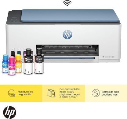 HP Impresora Multifuncional Smart Tank 580, Tinta Continua, Color, Wi-Fi, Dúplex (Doble Cara) Manual, Impresión Desde Smart App, 2 años de Garantía (1F3Y2A)