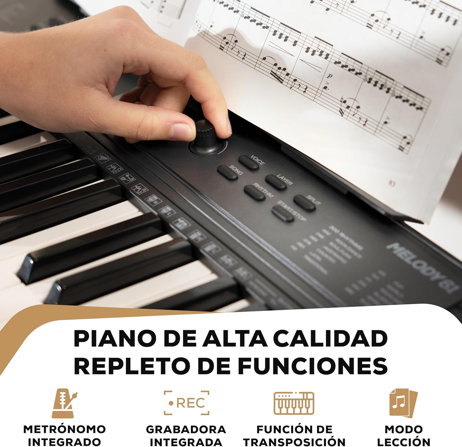Alesis Melody 61 MK4 Teclado Piano Eléctrico para Principiantes con 61 Teclas, Altavoces, Soporte, Banqueta, Auriculares, 300 Sonidos y Lecciones de Música