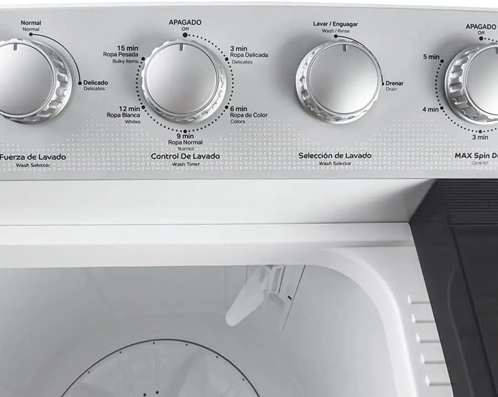Lavadora Acros de 19kg Dos tinas Semiautomática MaxSpin Dry Blanca modelo ALD-1945JE