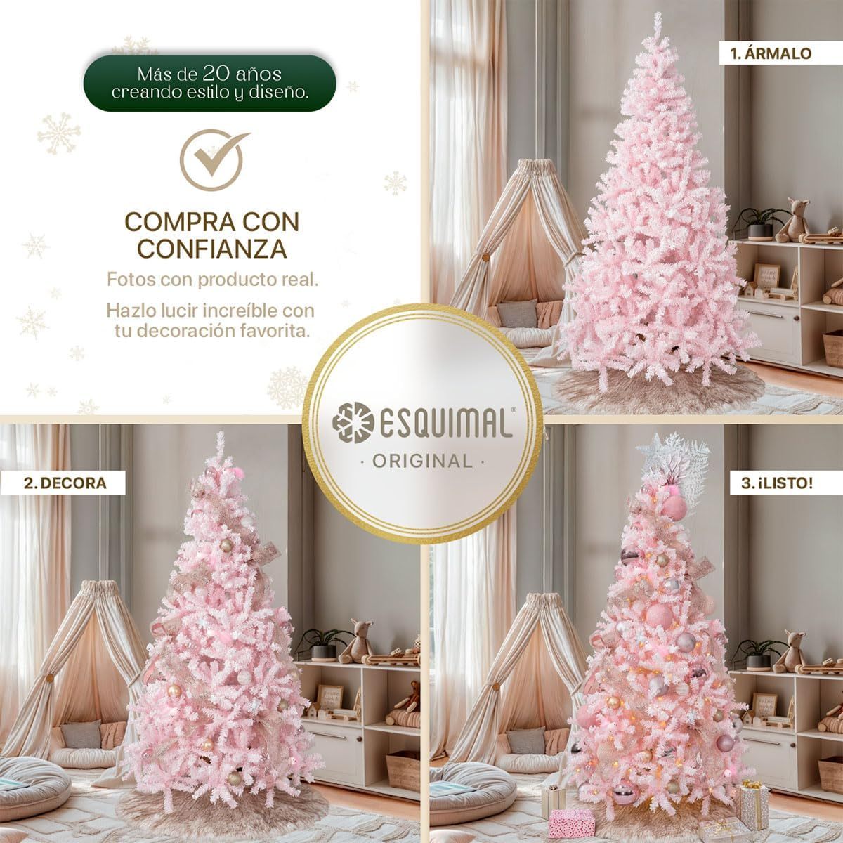 ESQUIMAL Árbol de Navidad Frondoso con Ramas Escarchadas, Pino Navideño (Azul Nevado, 1.8 m)