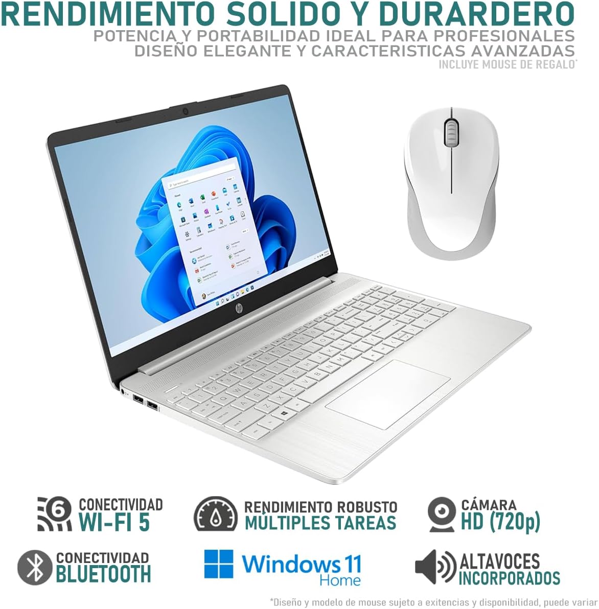HP Laptop 15 Intel Core i5 1235U 16GB RAM 256GB SSD 15.6" Windows 11 Home Teclado en Ingles + Mouse DXT