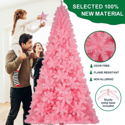 KTKDE Árbol de Navidad artificial de abeto de 7 pies, árbol de Navidad verde realista con 1.450 puntas de árbol, 300 postes de luz LED alimentados por pilas, pentáculo dorado de 7.8 pulgadas, perfecto