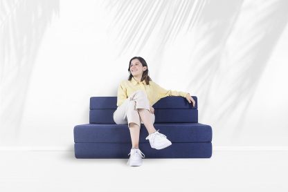 AGUSTO Sofá Cama Matrimonial Multifunción Colchon Plegable Futon Chaise Sillon Puff (Gris Oxford)