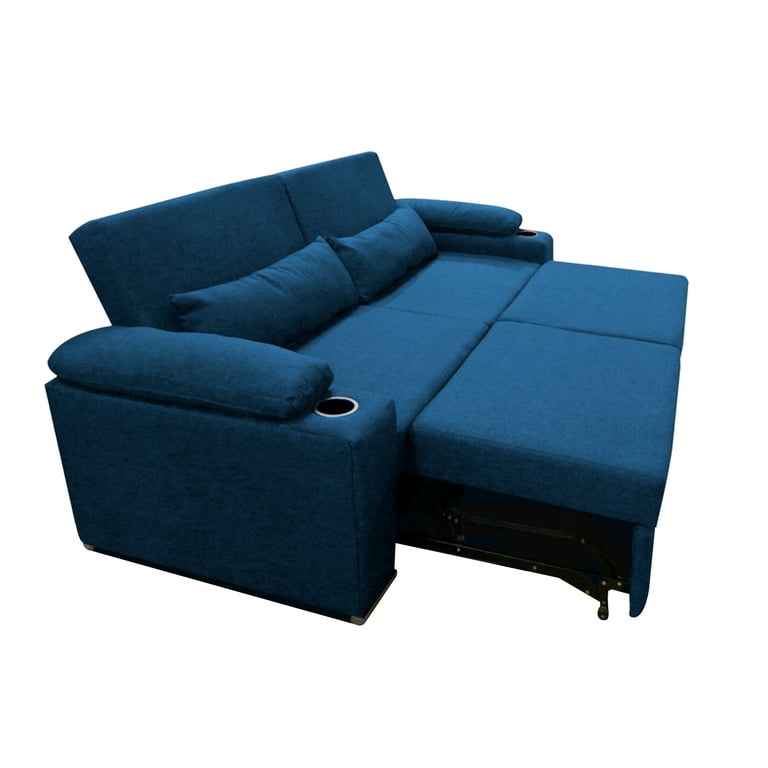 Sofa cama Matrimonial Plegable en Tela Malta color Marino Mobydec Element sofa cama portavasos
