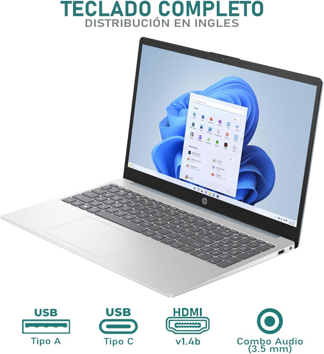HP Laptop 15 Intel Core i5 1235U 16GB RAM 256GB SSD 15.6" Windows 11 Home Teclado en Ingles + Mouse DXT