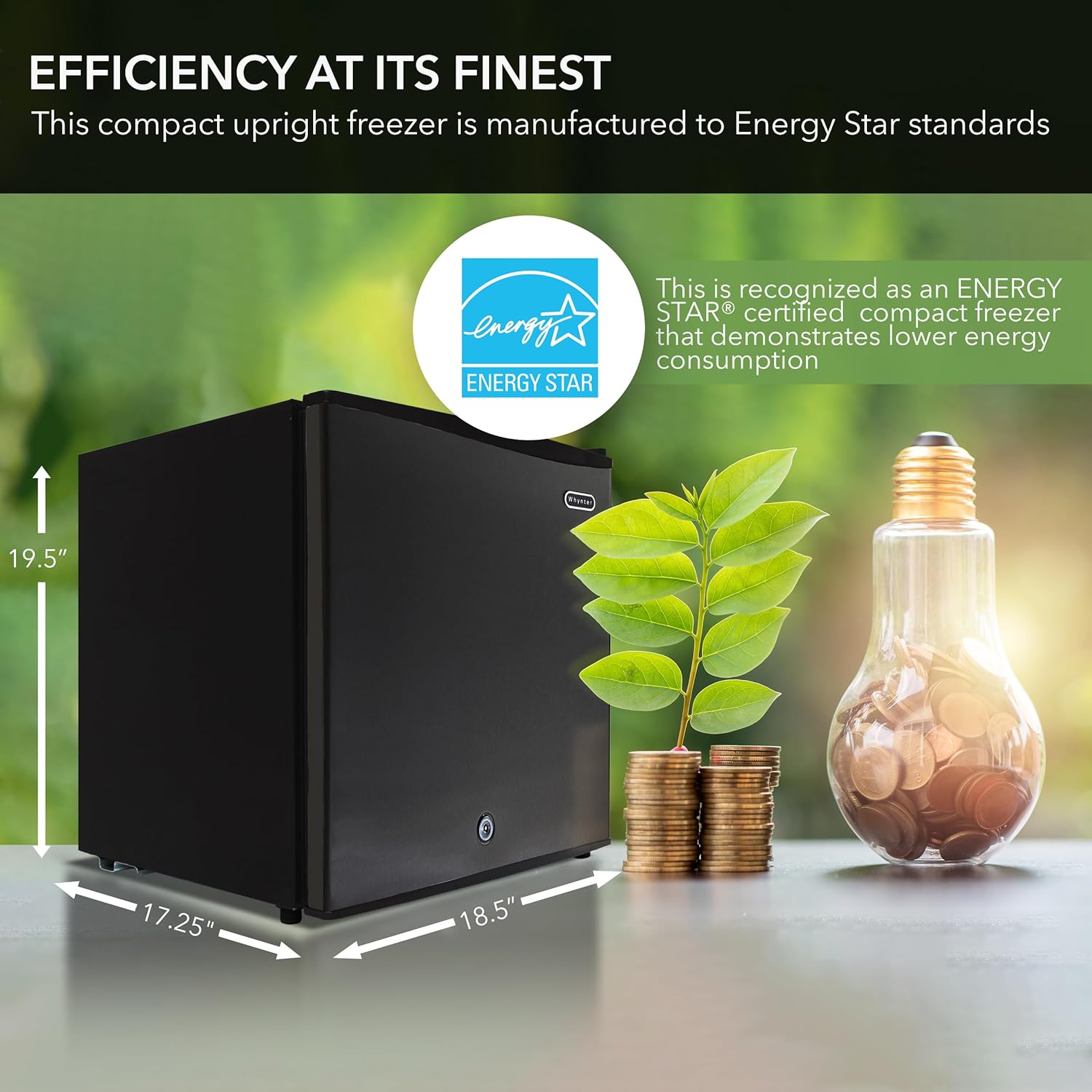 Whynter CUF-110B Energy Star Congelador vertical de 1.1 pies cúbicos con cerradura, negro  