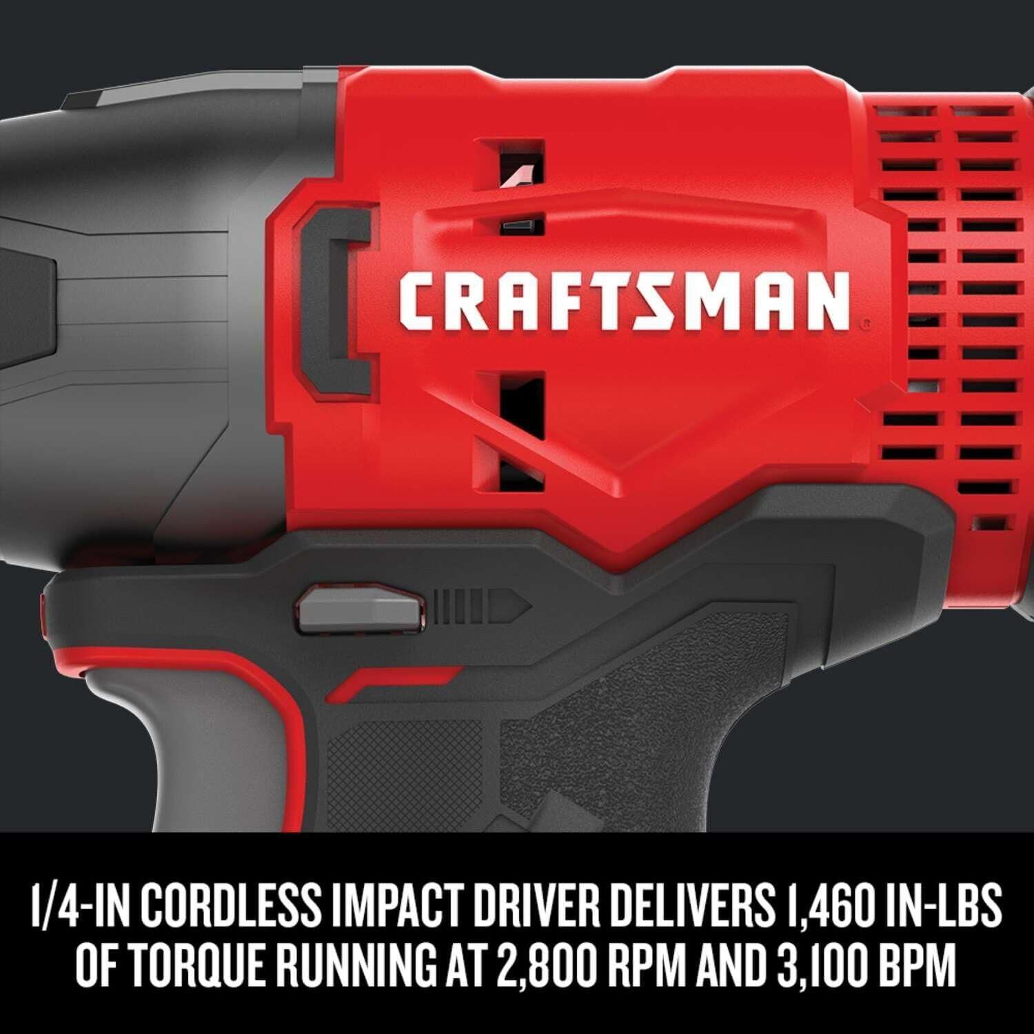 CRAFTSMAN Kit de Herramientas 20V Inalambricas con Taladro Atornillador y Atornilladro de Impacto con 2 Baterías CMCK200C2