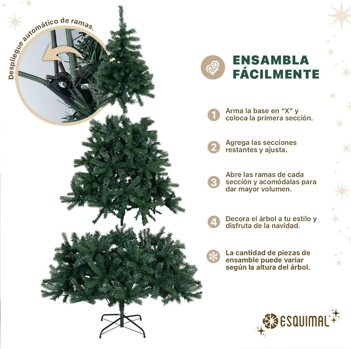 ESQUIMAL Árbol de Navidad Preiluminado con Luces LED 8 Modos de Iluminación (Verde Oscuro, 2.50 m)
