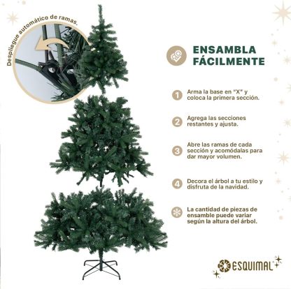 ESQUIMAL Árbol de Navidad Preiluminado con Luces LED 8 Modos de Iluminación (Verde Oscuro, 2.50 m)