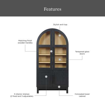 Gabinete de cocina Juliet de arco redondeado, negro intenso, de Better Homes & Gardens