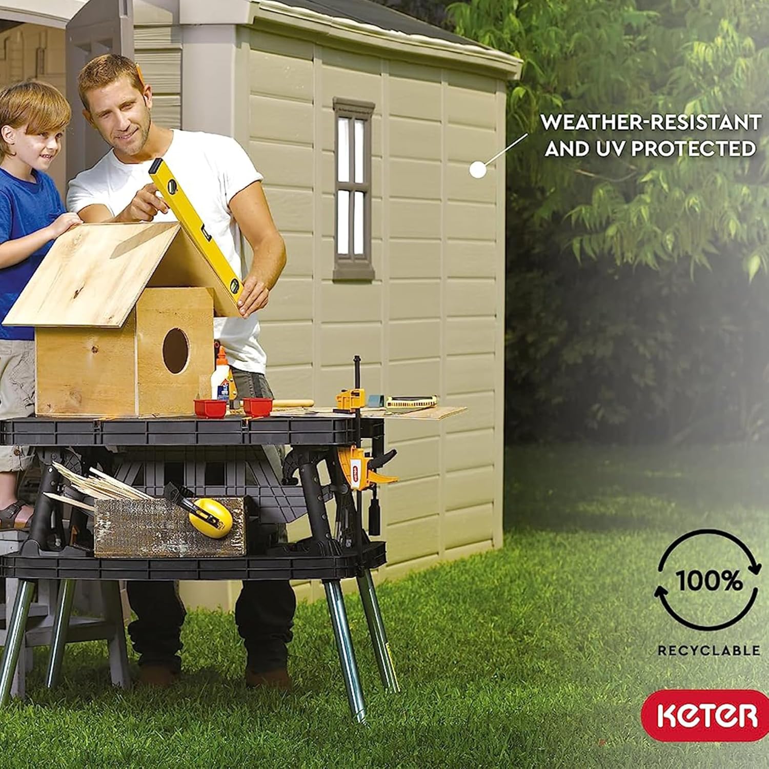 Keter Cobertizo de Almacenamiento para Jardin y Exteriores, Beige, Factor 8x11