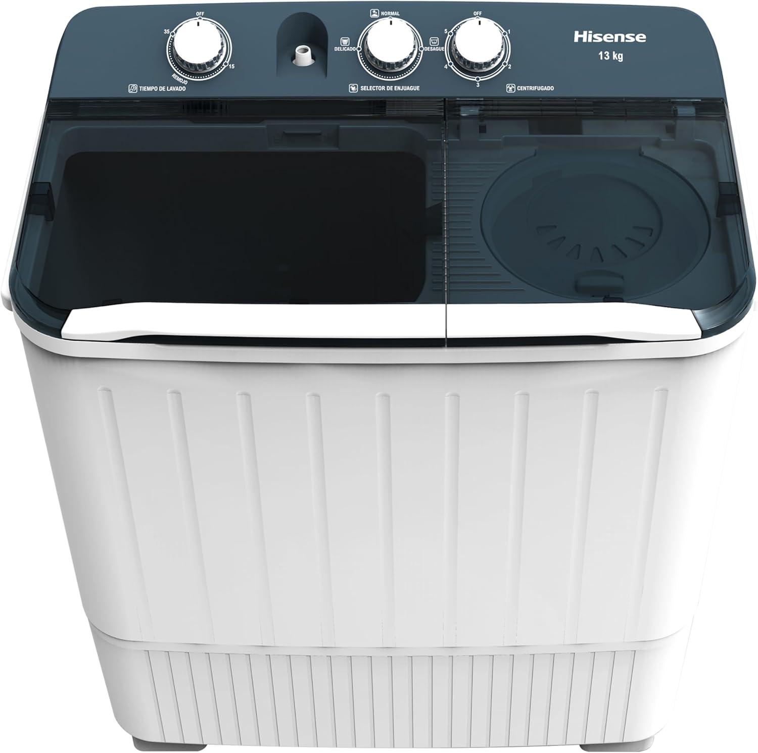 Hisense WSA1102PCN Lavadora Semiautomätica Doble Tina 11 Kg, Blanco/Gris