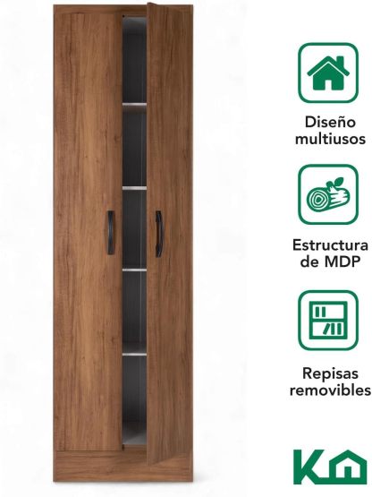 Kingshouse | Ropero De 6 Puertas con 2 Cajones – Color Café – Barra para Colgar – Estructura MDP – Mueble Organizador De Ropa – Armario para Casa, Recámara y Hogar
