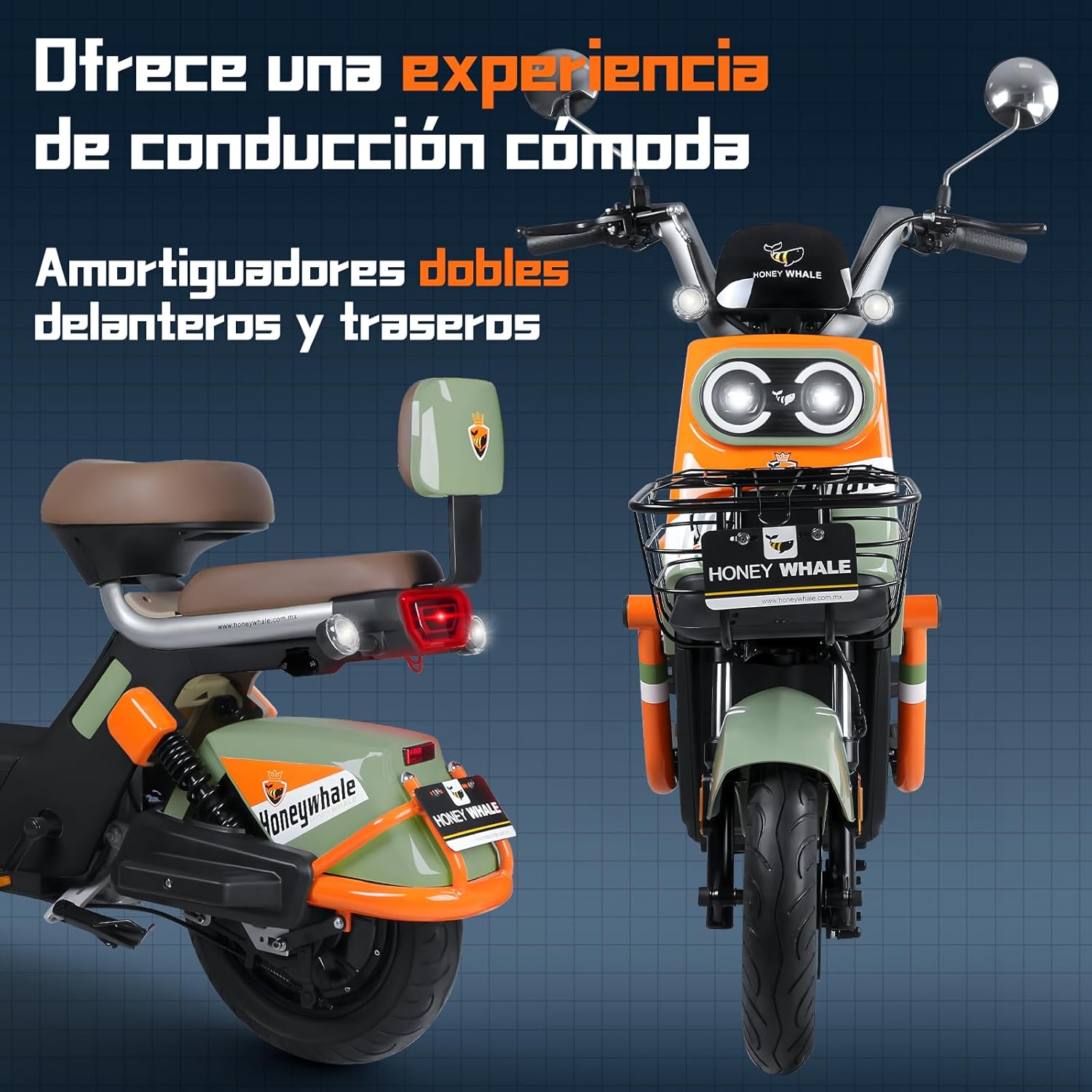 HONEYWHALE KC PRO Bicicleta Electrica para Adultos, Moto Electrica con Alarma, Potencia Motor Hasta 800W, Velocidad Máxima 45KM/H, Autonomía 60KM, Compatible con Desbloqueo NFC