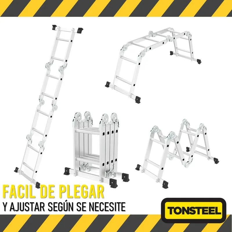 Escalera Multiuso Aluminio 2,4 Mts Plegable Resistente 3en1