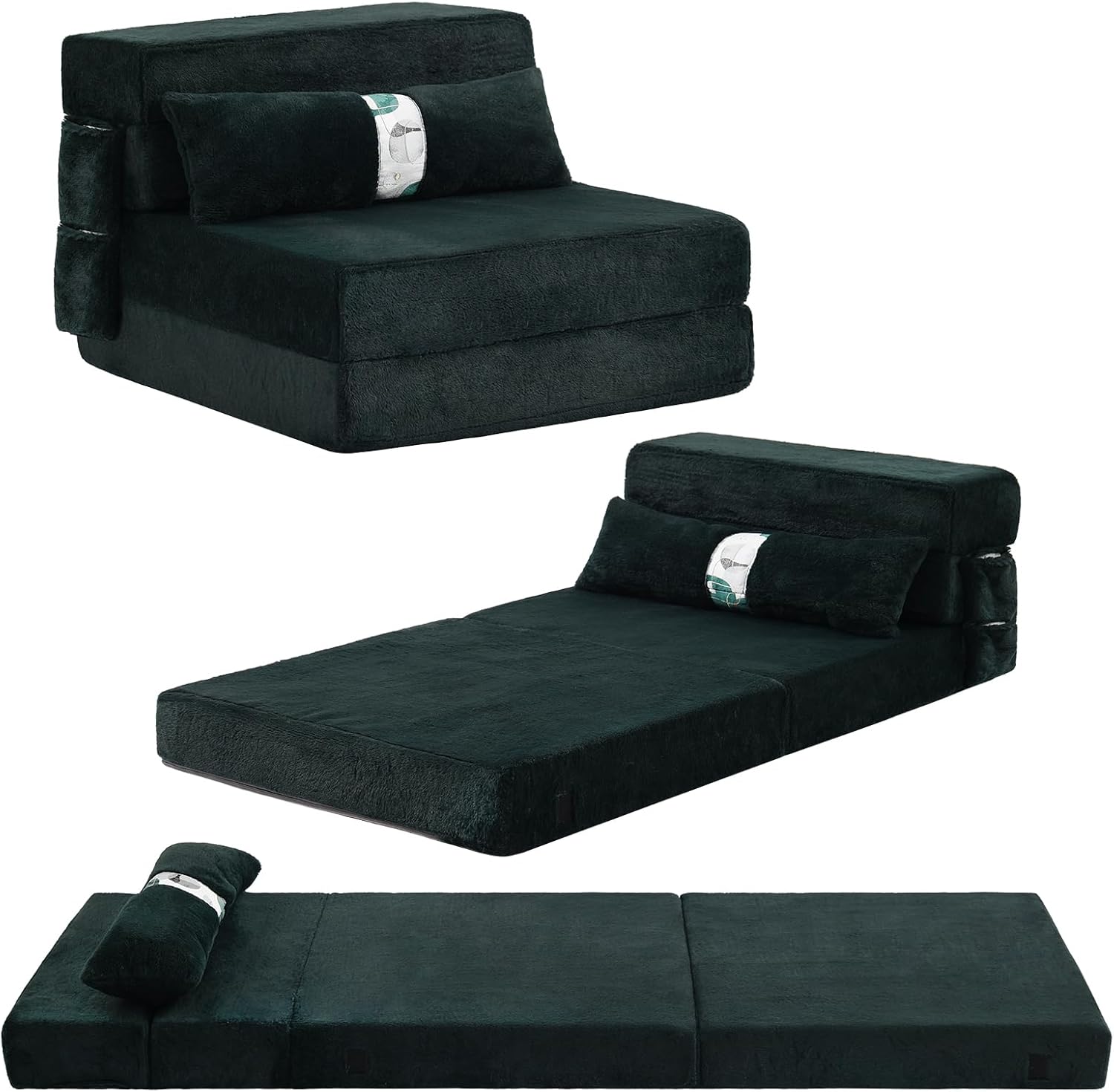 Tiita - Sillón de futón, tamaño individual, sofá cama plegable con almohada, colchón de piso y futón para sala de estar, recámara, uso de invitados, departamento