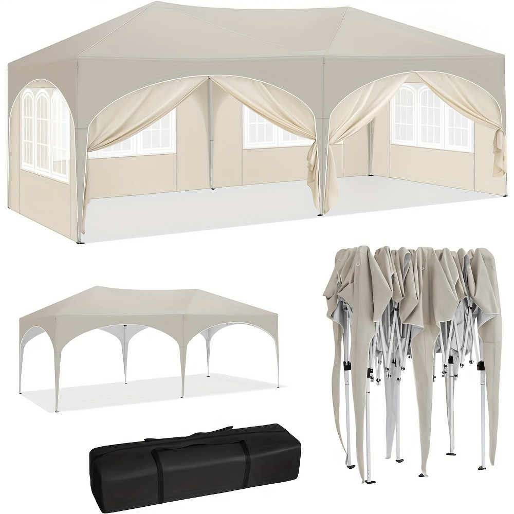 Gazebo Resistente para Exteriores, 3x6m, Carpa Plegable para Fiestas, Protección UV 50+, Altura Ajustable, Tela Duradera, Construcción Robusta, Disponible en Múltiples Colores, Refugio Portátil para Camping, Jardín, Mercadillo, Etc.