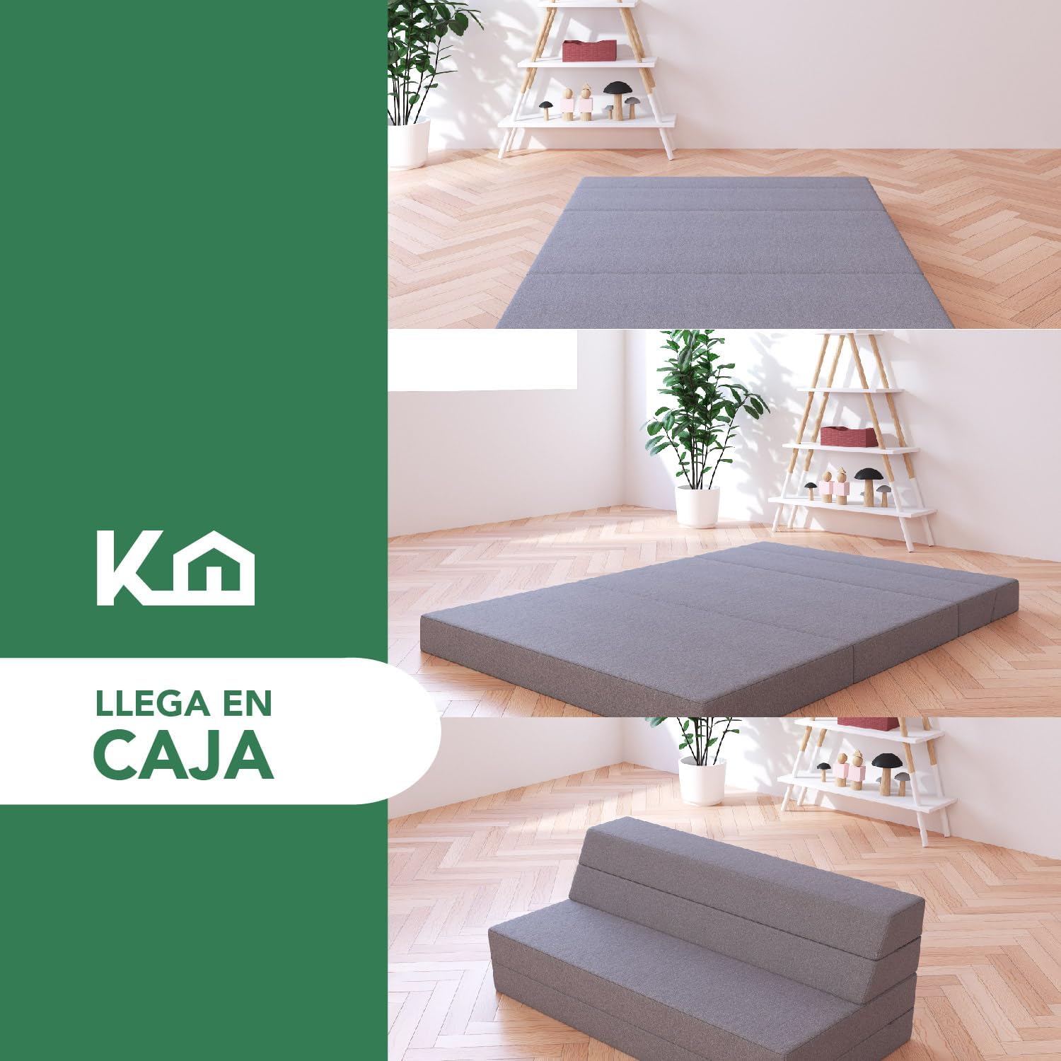 Kingshouse | Sofá Cama Matrimonial Plegable - Sillón Multifuncional y Convertible 2 en 1 - Relleno de Espuma de Alta Densidad - Funda Desmontable - Soporte Ergonómico y Suavidad Hogar, Sala, Recámara