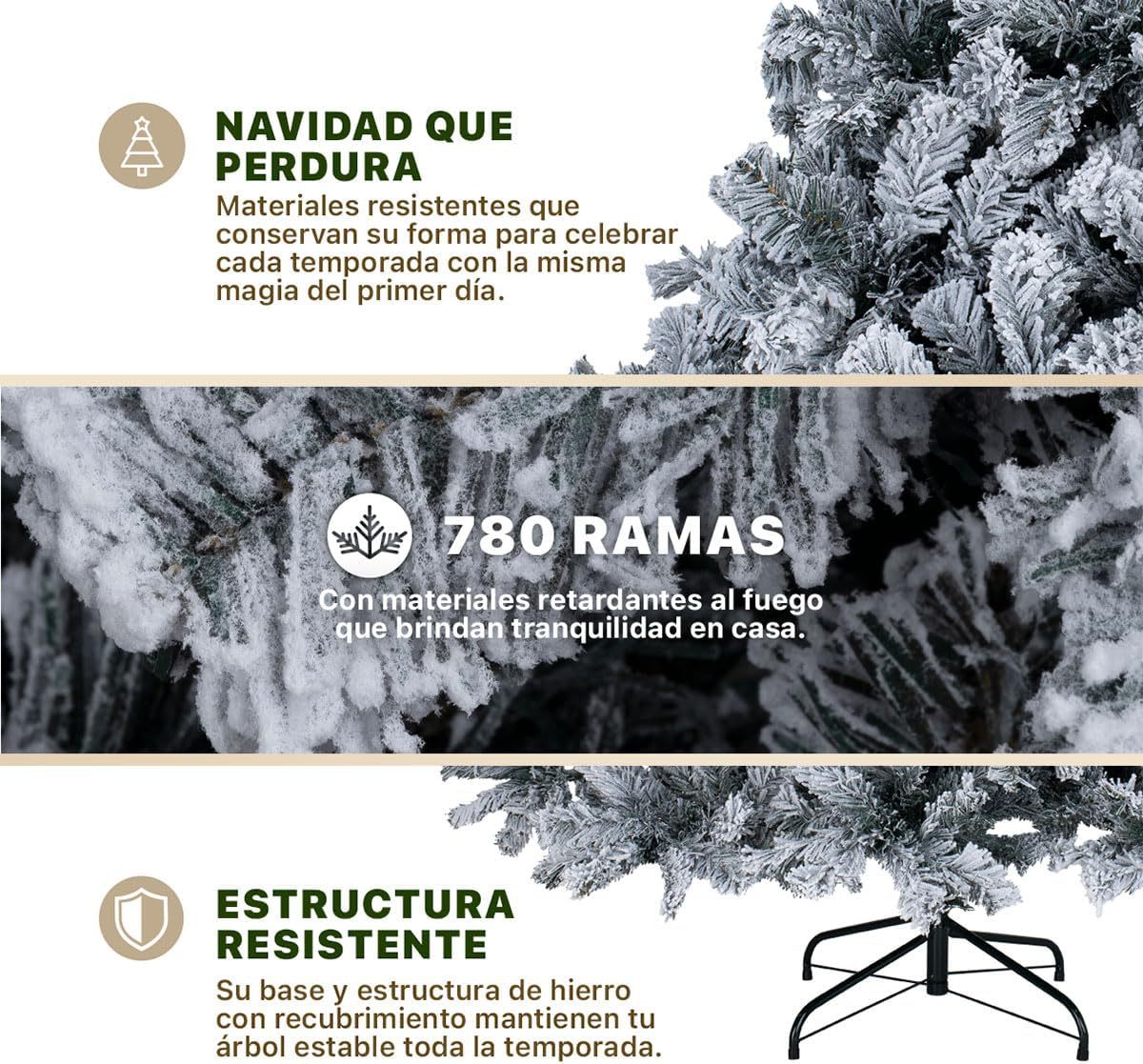 ESQUIMAL Árbol de Navidad Frondoso con Ramas Escarchadas, Pino Navideño (Azul Nevado, 1.8 m)